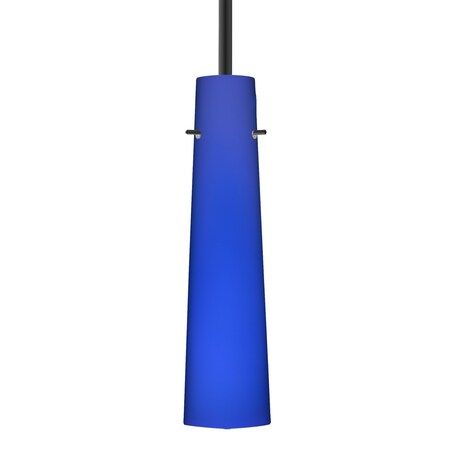 Besa Lighting Besa Camino Stem Pendant, Cobalt Blue Matte, Black Finish, 1x 50W MAX E12 Base 1TT-5674CM-BK