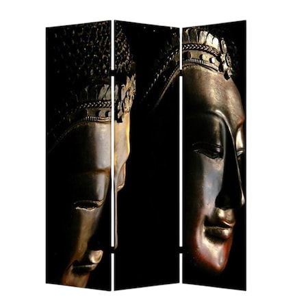 Homeroots 72" Black Canvas Folding Three Panel Screen Room Divider 274864
