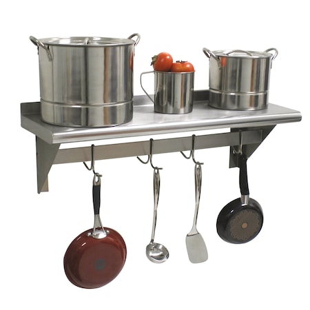 Advance Tabco Special Value Shelf with Pot Rack wall-mounted 72 in.W x 12 in.D x 11-1/2 in.H PS-12-72-EC-X
