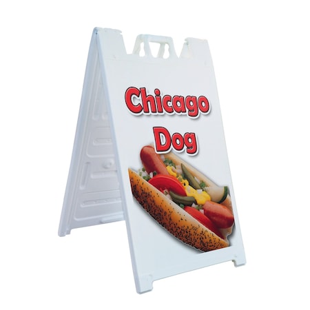 Signmission Chicago Dog, A-Frame & 2 Decals Installed, Heavy-Duty Plastic Frame SBHD-D-2436-Chicago Dog
