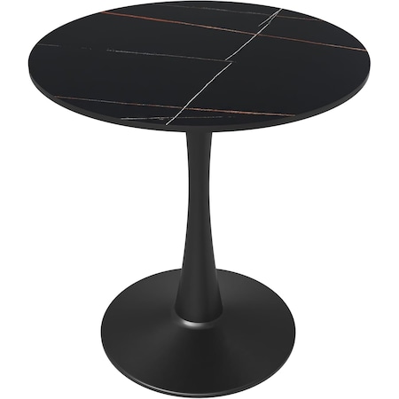 Leisuremod Bristol Modern Round Dining Table with MDF Wood Top and Steel Pedestal Base BTBL-24BLS