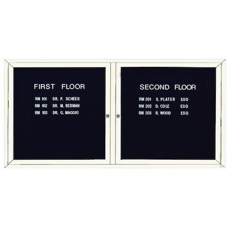 Aarco Outdoor Enclosed Directory w/ Al Frame, Powder Coated White, Letter Panel is Black Vinyl, 36''Hx72''W OADC3672W