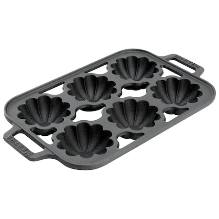 Martha Stewart Martha by 6 Cups Fluted Mold Pre-seasoned Cast Iron Pan in Black 134696.01