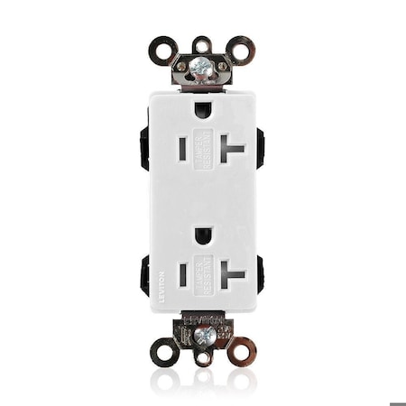 Leviton Straight Blade Receptacle, 5-20R, 20 A, 125V AC, Flush Mount, Self-Grounded MT163-W