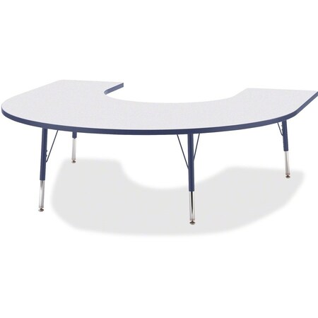 Jonti-Craft Berries Horseshoe Activity Table, 66 in. x 60 in., E-height, Freckled Gray/Navy/Gray 6445JCE112