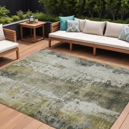 Homeroots 9' X 12' Pewter And Ivory Abstract Washable Indoor Outdoor Area Rug 616188