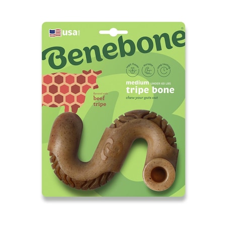 Benebone Brown Tripe Bone Chew Dog Toy Medium 1 pk 520244