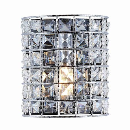 Jonathan Y Clara Deco 6.25" 1-Light Metal/Crystal Classic Glam LED Vanity Light, Chrome JYL7542A