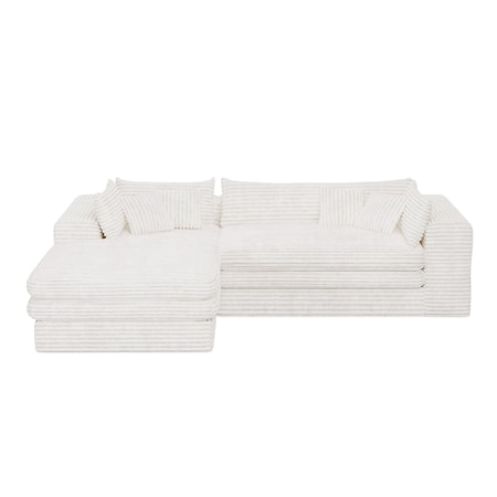 Homeroots 121" White Corduroy Compression Foam Sofa 719551