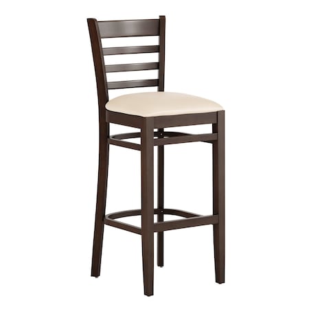 Flash Furniture HERCULES Ladder Back Walnut Wood Restaurant Barstool - Tan Vinyl Seat XU-DGW0005BARLAD-WAL-TNV-GG