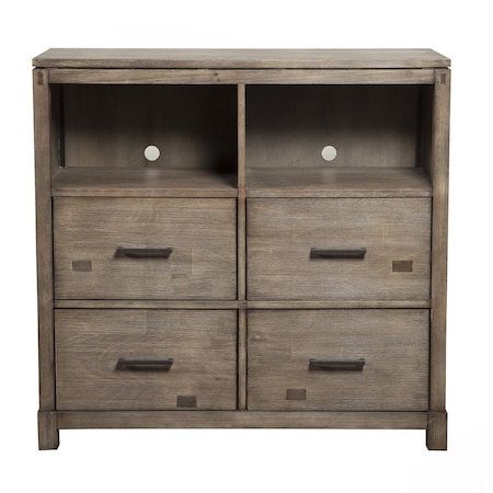 Homeroots 42in Brown Solid Wood Open Shelving TV Stand 404276