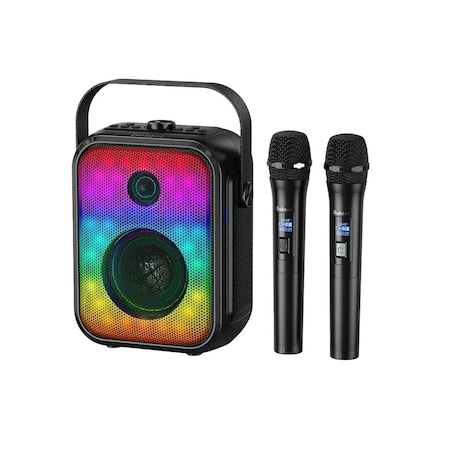 Bobtot Karaoke Machine, Portable Bluetooth Speaker, 2 Wireless Karaoke Mics, Subwoofer, LED Light Support 803781