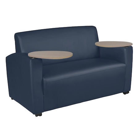 Regency Supernova Tablet Arm Loveseat- Navy Blue/Noble Oak 7702NSNOBE