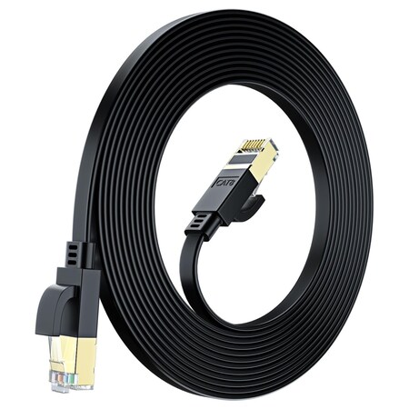 Maximm 35ft Cat8 Flat Ethernet Cable with Gold-Plated RJ45 Connector, Black C8F-35FT-Black