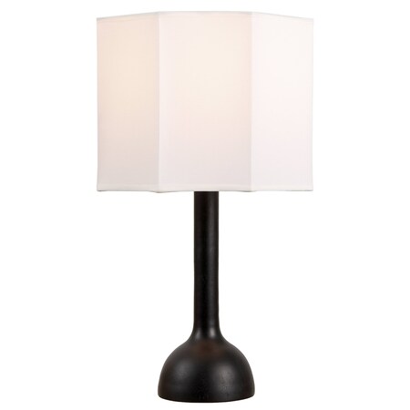 Jonathan Y Lisbet 21" Mid-Century Modern Tubular Gourd Resin LED Table Lamp with Octagonal Shade, Black JYL1160B