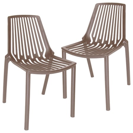 Leisuremod Acken Plastic Dining Side Chair, Taupe, 2PK ACK18TP2