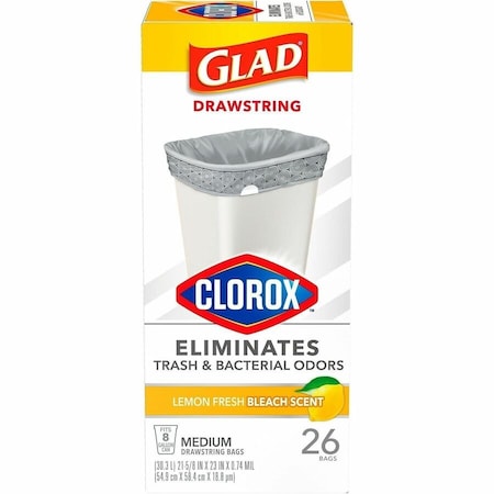 Glad 8 gal Trash Bags, 0.74 mil, Gray, 6 PK 79316
