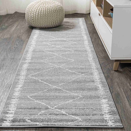 Jonathan Y Zaina Moroccan Beni Souk Gray/Cream 2 ft. x 8 ft. Runner Rug MOH203C-28