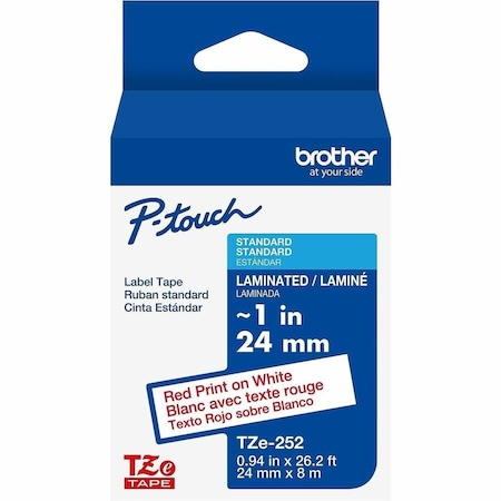 Brother Label/Ribbon Cartridge, White, Gloss, 1 in W TZE252G