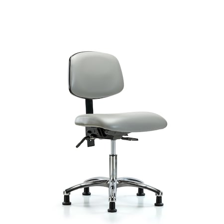 Blue Ridge Ergonomics Desk Chair Desk Chair, Vinyl, Chrome Glides, Dov, No Arms, 18" to 23" Height, Vinyl, Dove BR-VDHCH-CR-T0-A0-RG-8567