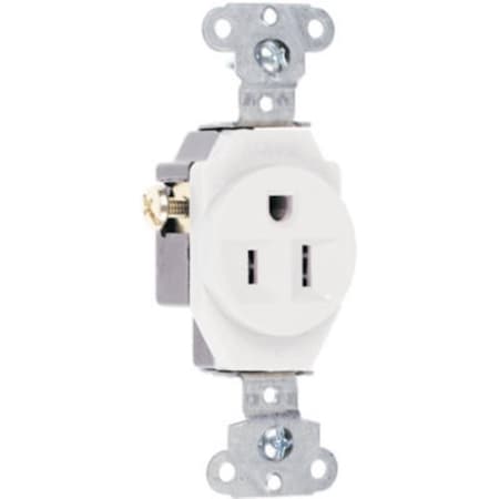 Legrand Straight Blade Receptacle, 5-15R, 15 A, 125V AC, 2 Pole, 3 Wire, Wall Mounting Mount, Grounded 5251WCC8