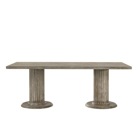 Homeroots 84" Gray Wood Double Pedestal Base Dining Table 631265