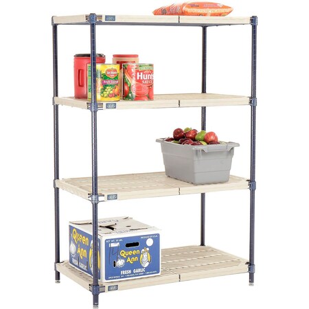 Global Industrial Nexel Nexelite 4 Shelf, Vented Plastic Mat Shelving Unit, Starter, 36"W x 21"D x 54"H 331476N
