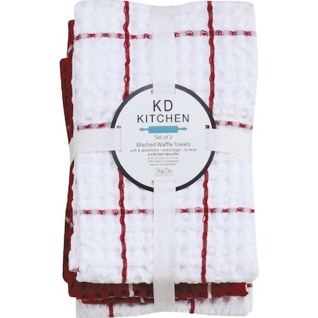Kay Dee Designs Samba Red Waffle Kitchen Towel, 3PK R6944