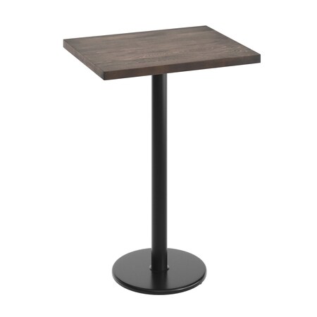 Flash Furniture Bennett 24 in x 30 in Solid Wood Indoor Tabletop in Dark Brown with 18 in Round Bar Height GSF-REC2430-DKBRN-TR18B-GG