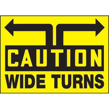 Accuform CAUTION SAFETY LABEL WIDE TURNS 10 in X LVHR619XVE