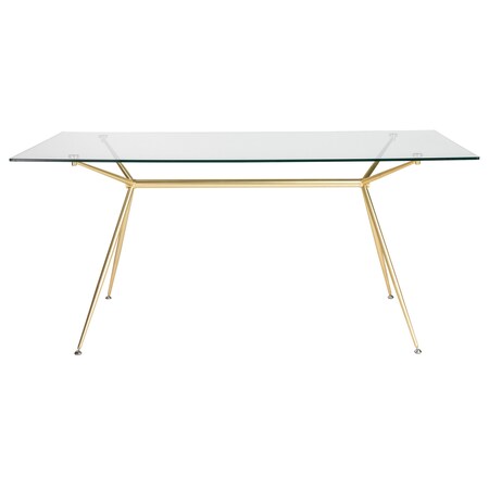 Homeroots 66" Clear And Gold Glass And Steel Dining Table 544706