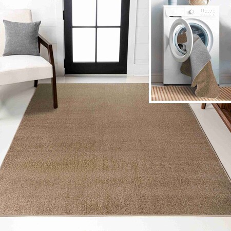 Jonathan Y Twyla Classic Solid Low-Pile Machine-Washable Brown 3 ft. x 5 ft. Area Rug WSH300D-3