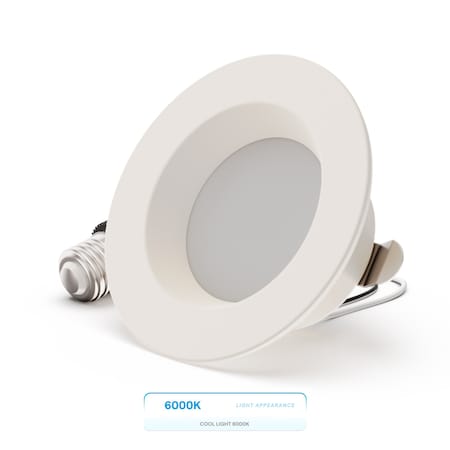 Infibrite 4 In. Retrofit 6000K Clear White LED Recessed Light Kit 9W 750LM, Dimmable, Wet Rated IB-005-6-9W-WH