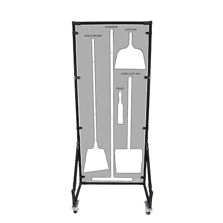 5S Supplies Housekeeping Shadow Board Broom Station V14, Gray / White, Broom + Stand, No Text HSB-V14-GRAY/WHITE-BO-STAND-NO TEXT