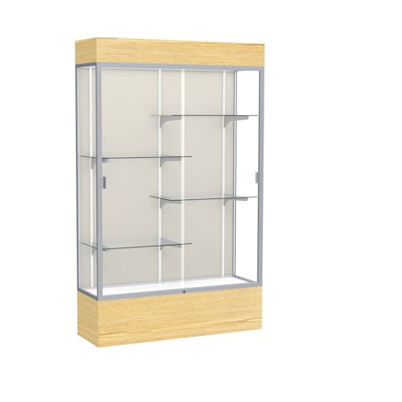 Ghent Lighted Floor Display Case 48x80x16, Plaque 2174PB-SN-LV