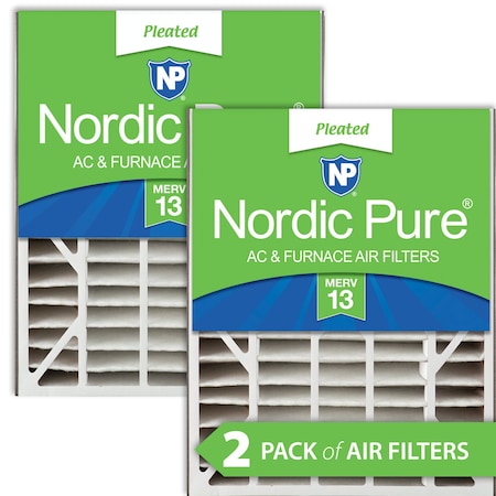 Nordic Pure 20x25x5 Pleated Air Filter, High Capacity, Electrostatically Charged Synthetic Media, MERV 13, 2 PK 20x25x5ABM13-2