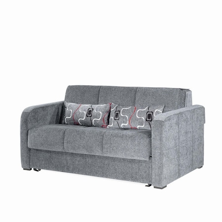 Homeroots 73" Gray Chenille Sleeper Sofa And Toss Pillows With Brown Legs 607125