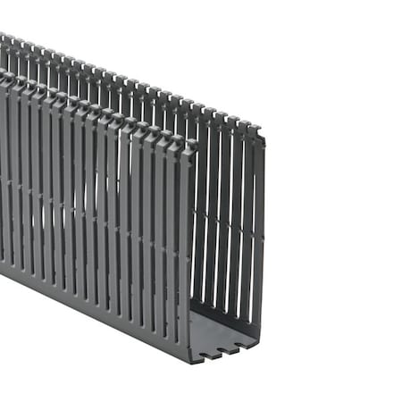 Hellerman Tyton High-Density Slotted Wall Wiring Duct, 2 x 5", 6 ft Sections, Non-Adhesive, PVC, Gray, 120ft/ctn, 30PK 181-00253