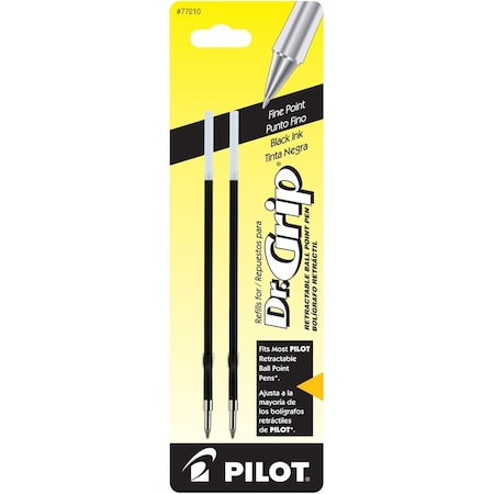 Pilot 77210 Better; Easy Touch & Dr. Grip Retract Ballpoint Refill - Fine Tip; Black - 2 per Pack 77210