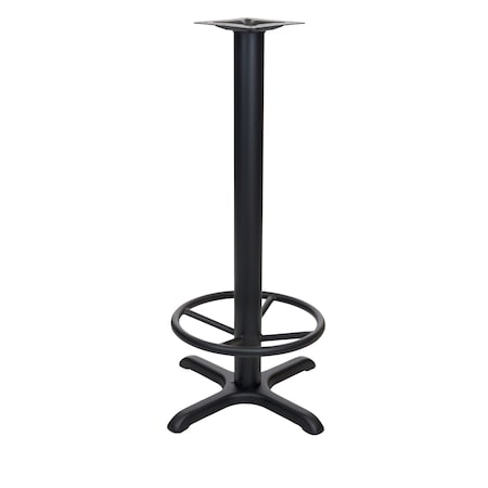Bfm Seating Stamped Steel, 22x22 Cross Base, Bar Height with Foot-Ring, 4in Column, 10 5/8in Welded Top Plate STB-22224TFR