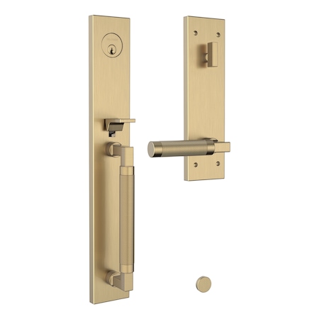 Baldwin Gramercy Knurled Full Escutcheon Tubular Right Hand Single Cylinder Handleset with 85317044RENT