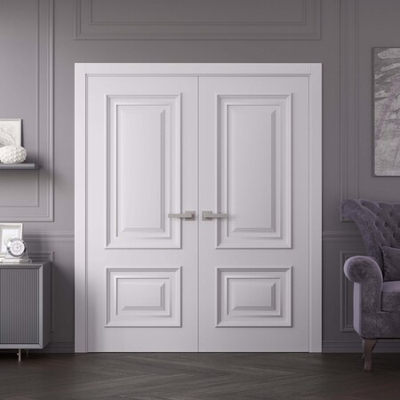 Sartodoors Interior Double Doors 36x96 inches White Solid Core Modern Interior ROYAL9822DD-EMAL-3696