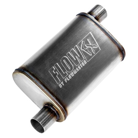 Flowmaster 71235 2.25 in. Offset Stainless Steel Oval Natural Exhaust Muffler for 1975-1977 Buick Skylark F13-71235