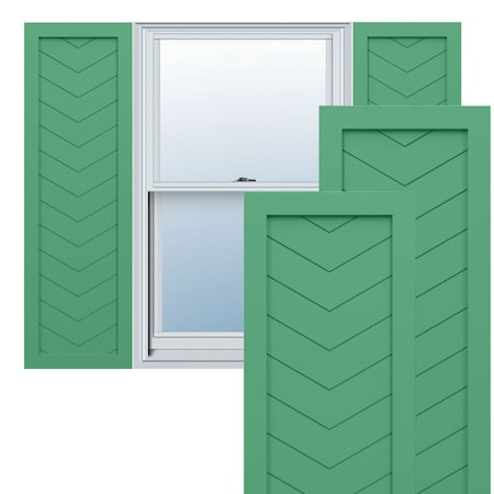 Ekena Millwork True Fit PVC Single Panel Chevron Modern Style Fixed Mount Shutters, Lilly Pads, 15W x 52H, PR TFP001CV15X052LP