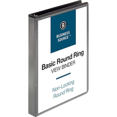 Business Source Ring Binder, Black, Clear Sleeve BSN09952