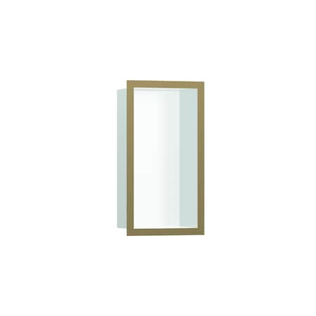 Hansgrohe XtraStoris Individual Wall Niche Matte White with Design Frame 12"x 6"x 4" in Brushed Bronze 56096140