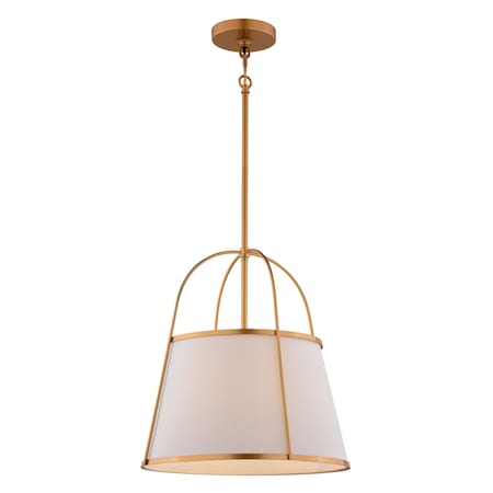 Vaxcel Marion 1-Light Mystic Gold Mid-Century Modern Pendant with White Fabric Shade P0435