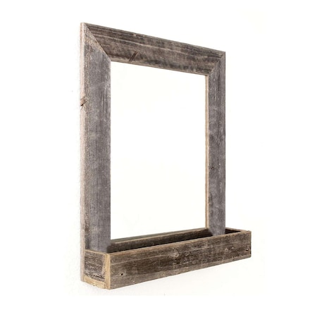 Homeroots Rustic Weathered Gray Reclaimed Wood Plank Mirror With Shelf 380345