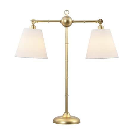Jonathan Y Ruth 31" 2-Light Contemporary Farmhouse Adjustable Metal Library LED Table Lamp, Gold Painting JYL3074A