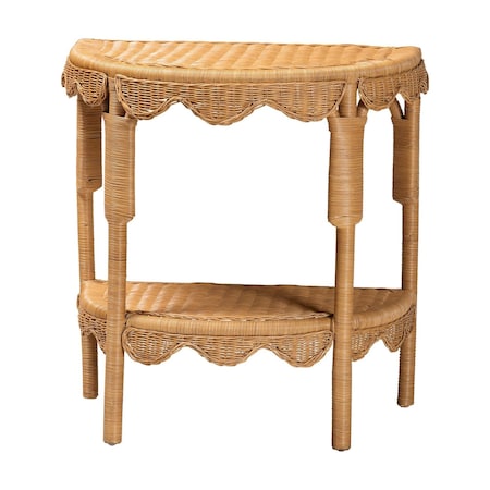 Bali & Pari Paisley Bohemian Scallop Light Honey Rattan Console Table 252-14112-ZORO